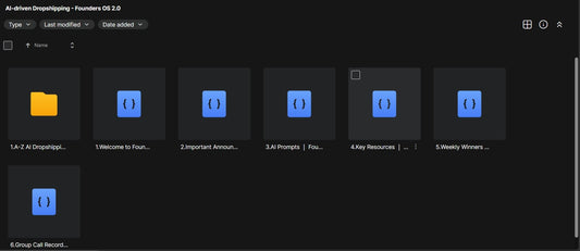 AI-driven dropshipping software interface on computer screen, featuring Founders OS 2.0 by THE MEGACOURSES for online business management