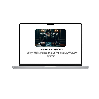 ZAKARIA AIRAKAZ Ecom Masterclass logo on a white background, promoting the complete $100K/Day System 2026 course by THE MEGACOURSES.