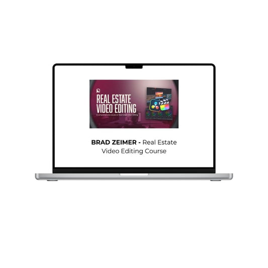 Screenshot from the BRAD ZEIMER Real Estate Video Editing Course by THE MEGACOURSES showing course interface and video editing tools.
