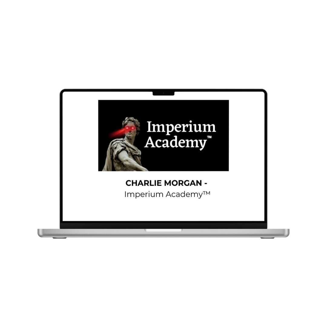 Charlie Morgan Imperium Academy VIP course by THE MEGACOURSES, featuring a professional speaker and course materials on a sleek backdrop.