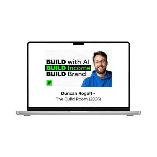 Duncan Rogoff's The Build Room 2026 art print by THE MEGACOURSES on white background with abstract design.