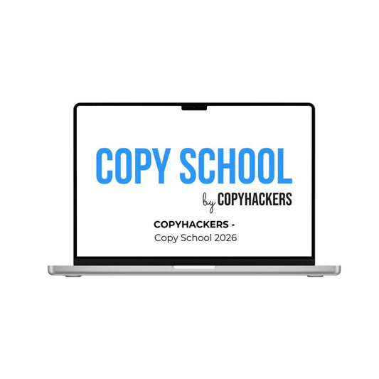 CopyHACKERS Copy School 2026 course booklet by THE MEGACOURSES, featuring colorful cover design and educational content.