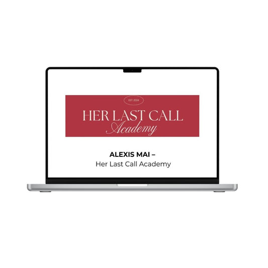 A promotional image for ALEXIS MAI’s Her Last Call Academy 2026, featuring vibrant branding and event details.