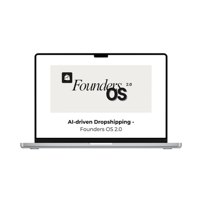 AI-driven dropshipping tool interface on Founders OS 2.0 by THE MEGACOURSES, showing dashboard with analytics and automation features.