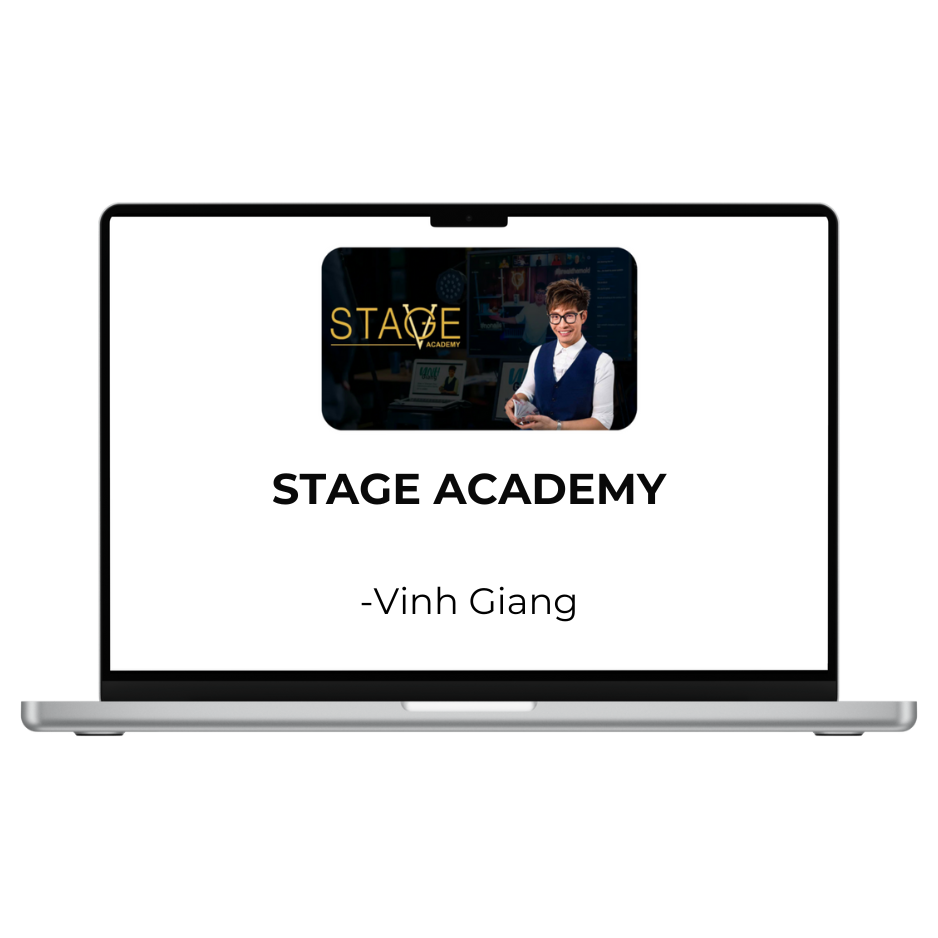 Vinh Giang Stage Academy 2026 course flyer by THE MEGACOURSES, featuring event details and promotional visuals.