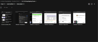 AI-driven Dropshipping Founders OS 2.0 interface on screen showing dashboard and analytics for e-commerce success.