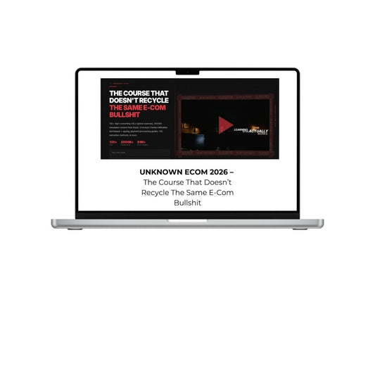 Austin Haugen Unknown Ecom 2026 course cover
Austin Haugen eCommerce course
Unknown Ecom online business training
