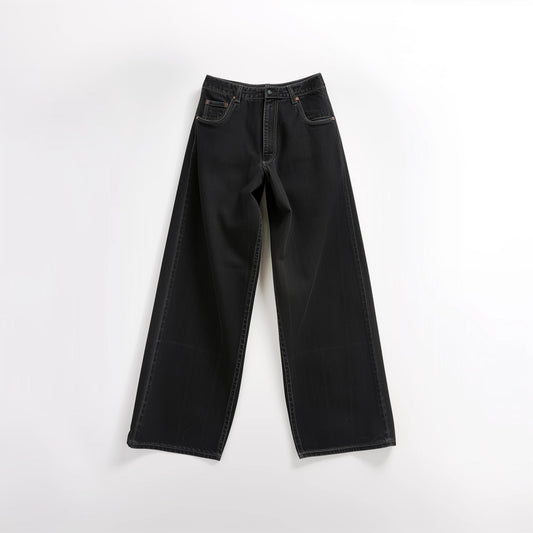 Casual men's t-shirt from THE MEGACOURSES in black, shown laid flat with short sleeves and crew neckline.