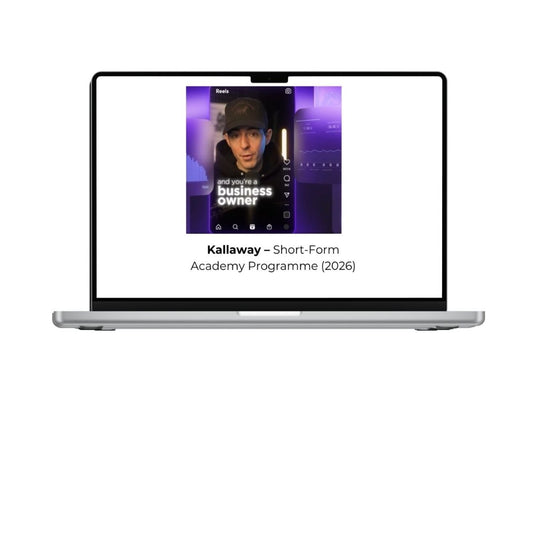Kallaway Short-Form Academy Programme 2026 course cover,
Short-form content marketing course by Kallaway
TikTok Instagram Reels YouTube Shorts training
