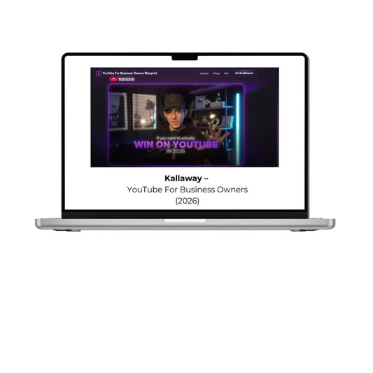 Kallaway YouTube For Business Owners 2026 course cover,
YouTube marketing course for business owners
Kallaway YouTube business growth training